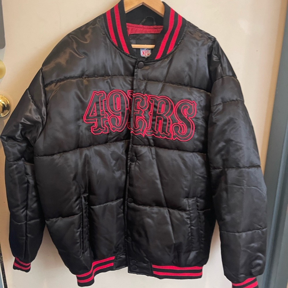 NFL 49ers Black and Red Puffer Jacket